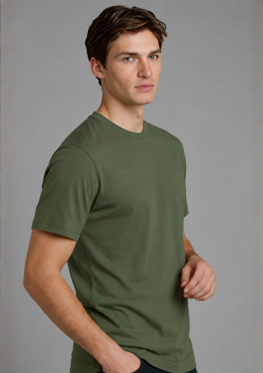 Men’s Essential Cotton Regular Fit T-Shirt – Olive Green