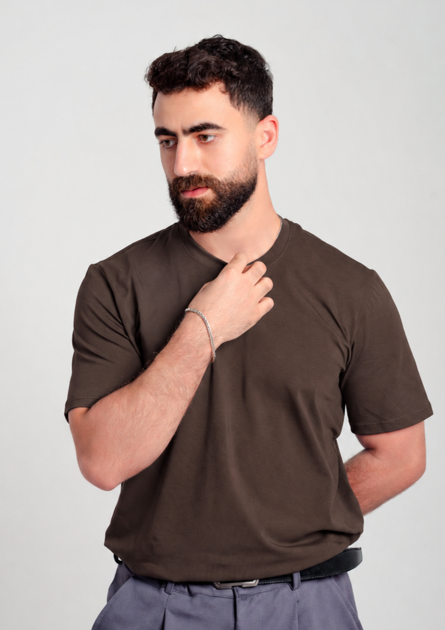 Men’s Regular Fit Essential T-Shirt – Brown