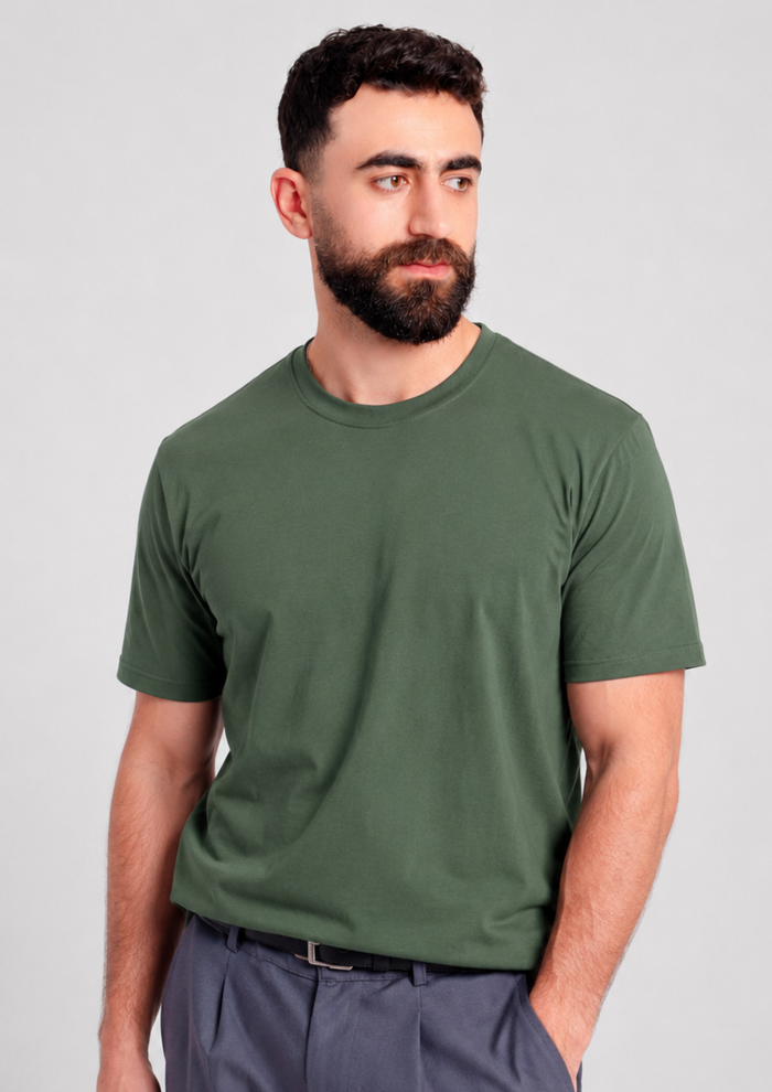 Men’s Essential Cotton Regular Fit T-Shirt – Olive Green