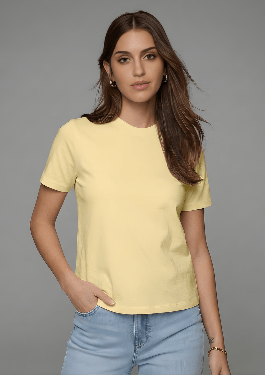 Women’s Essential Cotton Regurl Fit  T-Shirt – Soft Yellow