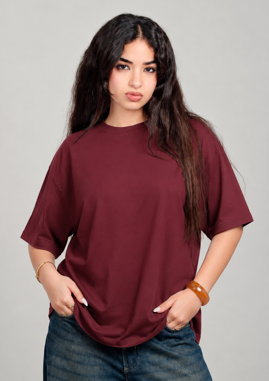 Women’s Oversized Essential T-Shirt – burgundy